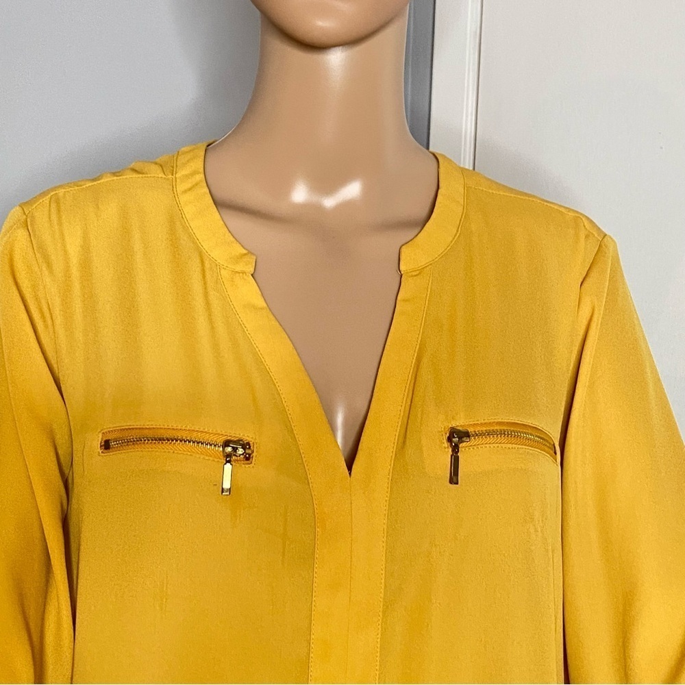 Suzy Shier Long Sleeve Yellow Mustard Size L Polyester Light & Classy Pre-Loved - Picture 2 of 15